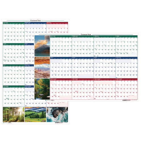 Image of House of Doolittle Earthscapes Recycled Reversible/Erasable Yearly Wall Calendar, Nature Photos, 18 x 24, White Sheets, 12-Month (Jan-Dec): 2025