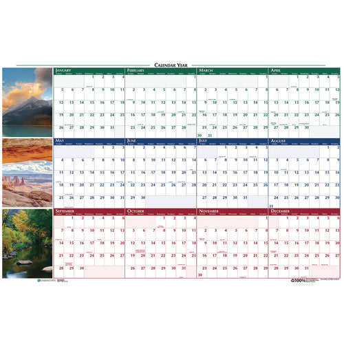 Image of House of Doolittle Earthscapes Recycled Reversible/Erasable Yearly Wall Calendar, Nature Photos, 18 x 24, White Sheets, 12-Month (Jan-Dec): 2025