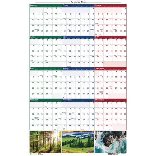 Image of House of Doolittle Earthscapes Recycled Reversible/Erasable Yearly Wall Calendar, Nature Photos, 18 x 24, White Sheets, 12-Month (Jan-Dec): 2025