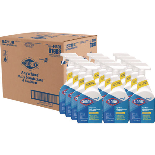 Image of Clorox® Anywhere Daily Disinfectant and Sanitizer, 32 oz Spray Bottle, 12/Carton
