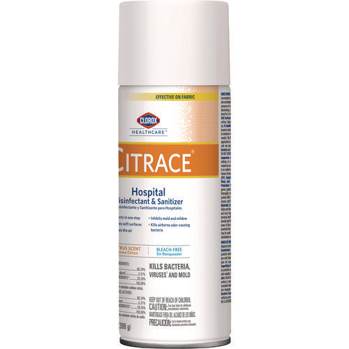 Image of Clorox Healthcare® Citrace Hospital Disinfectant and Sanitizer, Citrus, 14 oz Aerosol Spray, 12/Carton