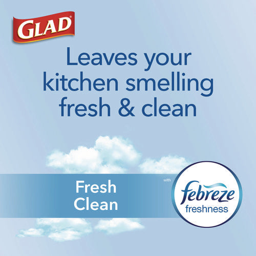 Image of Glad® ForceFlex Kitchen Drawstring Trash Bags, 13 gal, Gain Fresh Clean Scent, 24 x 27.38, White, 40 Bags/Box, 6 Boxes/Carton