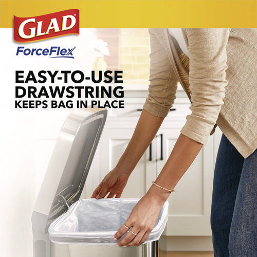 Image of Glad® ForceFlex Kitchen Drawstring Trash Bags, 13 gal, Gain Lavender with Febreze Freshness, 24 x 27.38, White, 80/Box