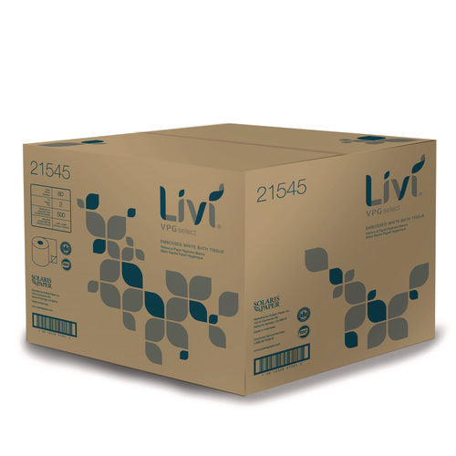 Image of Livi® VPG Select Bath Tissue, 2-Ply, White, 500 Sheets/Roll, 80 Rolls/Carton