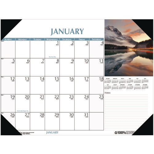 Image of House of Doolittle Earthscapes Scenic Desk Pad Calendar, Scenic Photos, 18.5 x 13, White Sheets, Black Binding/Corners,12-Month (Jan-Dec): 2025