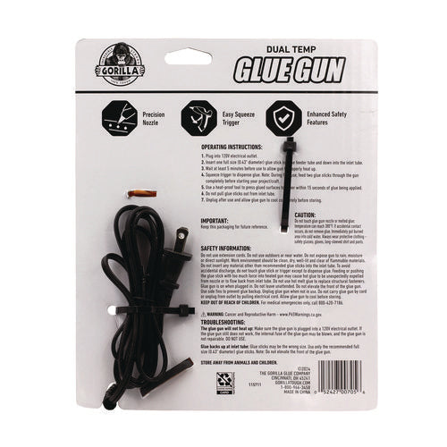 Image of Gorilla® Dual Temp Hot Glue Gun, Orange/Black