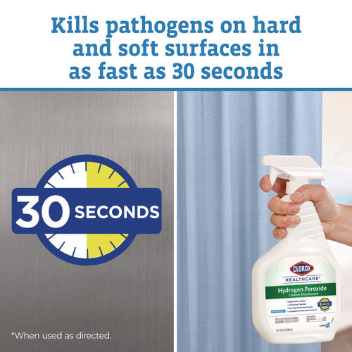 Image of Clorox Healthcare® Hydrogen-Peroxide Cleaner/disinfectant, 32 Oz Spray Bottle, 9/carton
