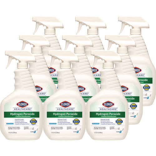 Image of Clorox Healthcare® Hydrogen-Peroxide Cleaner/disinfectant, 32 Oz Spray Bottle, 9/carton