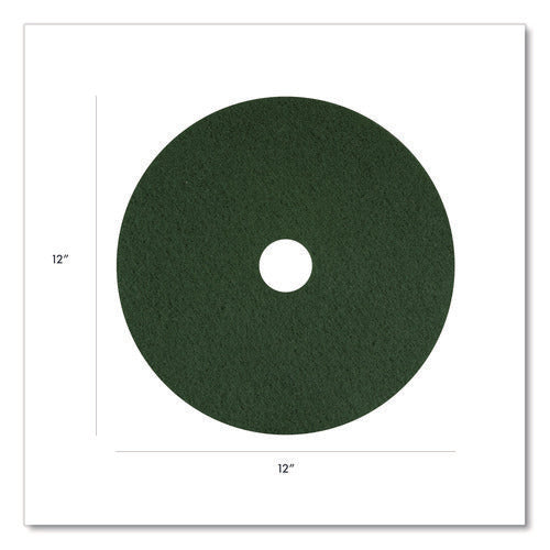 Image of Americo® Scrubbing Pads, 12" Diameter, Green, 5/Carton