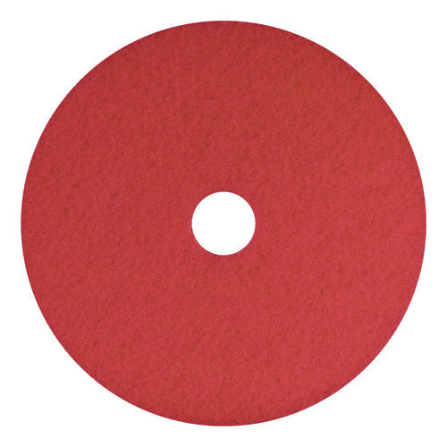 Image of Americo® Buffing Pads, 15" Diameter, Red, 5/Carton