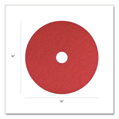 Image of Americo® Buffing Pads, 16" Diameter, Red, 5/Carton