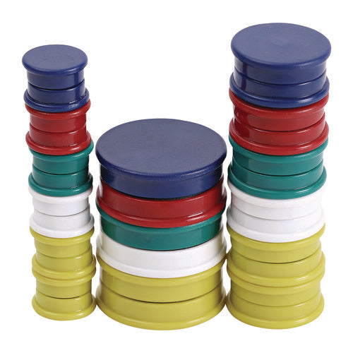 Image of Universal® High-Intensity Assorted Magnets, Circles, Assorted Sizes: Small, Medium and Large, Assorted Colors, 30/Pack