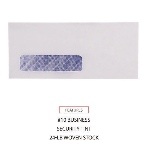 Image of Universal® Open-Side Security Tint Business Envelope, 1 Window, #10, Commercial Flap, Gummed Closure, 4.13 x 9.5, White, 500/Box