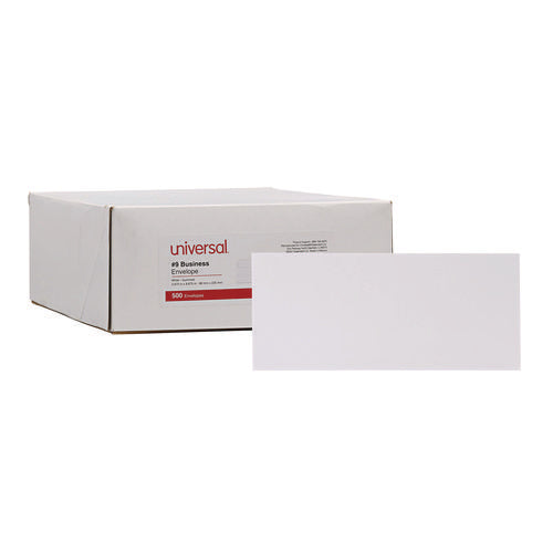 Image of Universal® Open-Side Business Envelope, #9, Square Flap, Gummed Closure, 3.88 x 8.88, White, 500/Box