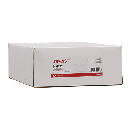 Image of Universal® Open-Side Business Envelope, #9, Square Flap, Gummed Closure, 3.88 x 8.88, White, 500/Box