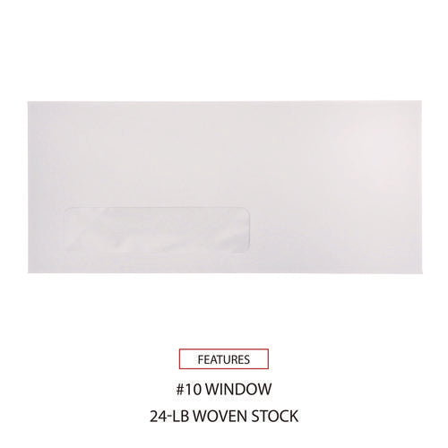 Image of Universal® Open-Side Business Envelope, 1 Window, #10, Commercial Flap, Gummed Closure, 4.13 x 9.5, White, 500/Box