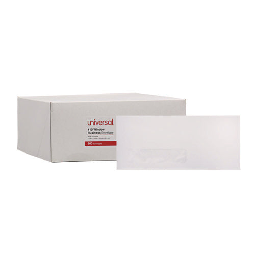 Image of Universal® Open-Side Business Envelope, 1 Window, #10, Commercial Flap, Gummed Closure, 4.13 x 9.5, White, 500/Box