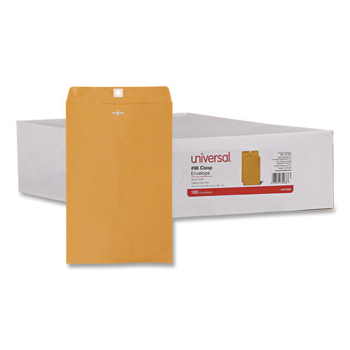 Image of Universal® Kraft Clasp Envelope, #98, Square Flap, Clasp/gummed Closure, 10 X 15, Brown Kraft, 100/box