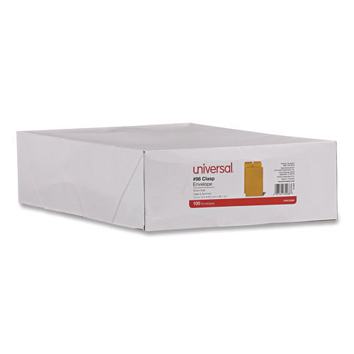 Image of Universal® Kraft Clasp Envelope, #98, Square Flap, Clasp/gummed Closure, 10 X 15, Brown Kraft, 100/box