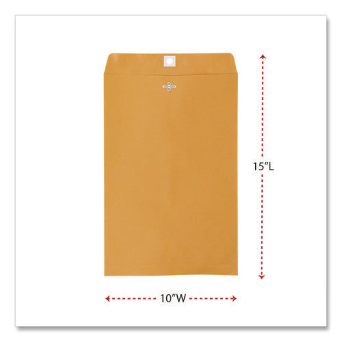 Image of Universal® Kraft Clasp Envelope, #98, Square Flap, Clasp/gummed Closure, 10 X 15, Brown Kraft, 100/box