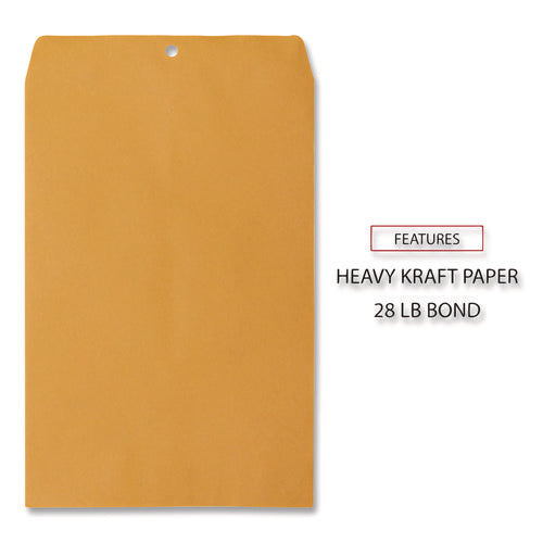 Image of Universal® Kraft Clasp Envelope, #98, Square Flap, Clasp/gummed Closure, 10 X 15, Brown Kraft, 100/box