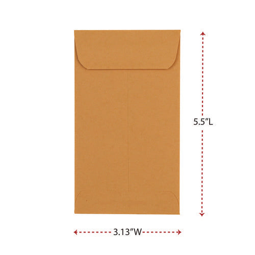 Image of Universal® Kraft Coin Envelope, #5 1/2, Round Flap, Gummed Closure, 3.13 X 5.5, Light Brown Kraft, 500/box