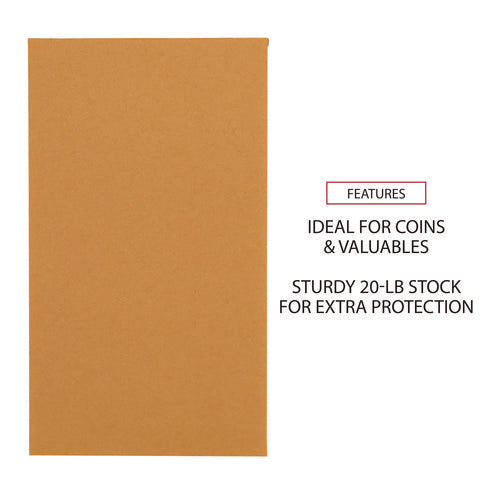 Image of Universal® Kraft Coin Envelope, #5 1/2, Round Flap, Gummed Closure, 3.13 X 5.5, Light Brown Kraft, 500/box