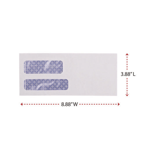 Image of Universal® Double Window Business Envelope, #9, Commercial Flap, Gummed Closure, 3.88 x 8.88, White, 500/Box