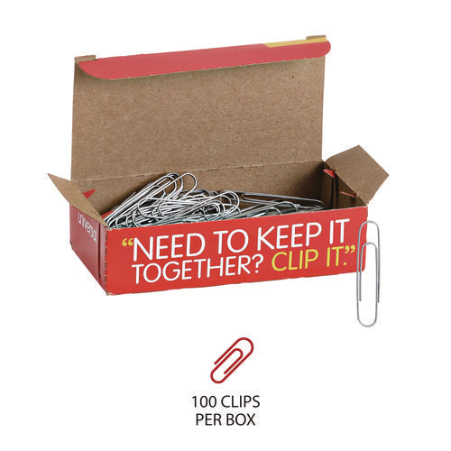 Image of Universal® Paper Clips, Jumbo, Smooth, Silver, 100 Clips/Box, 10 Boxes/Pack