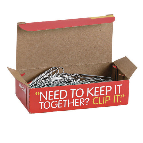 Image of Universal® Paper Clips, Jumbo, Smooth, Silver, 100 Clips/Box, 10 Boxes/Pack