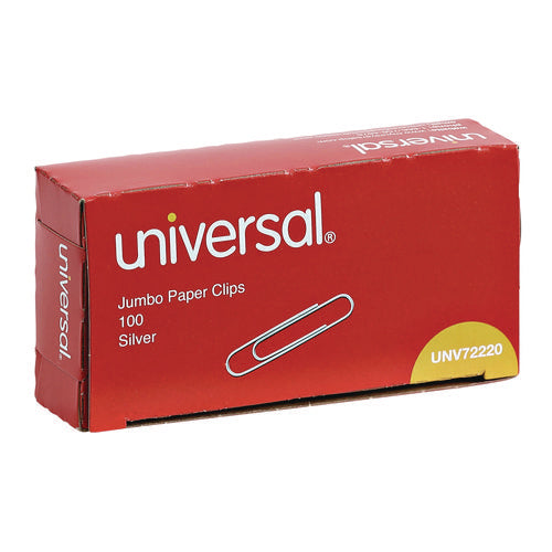 Image of Universal® Paper Clips, Jumbo, Smooth, Silver, 100 Clips/Box, 10 Boxes/Pack