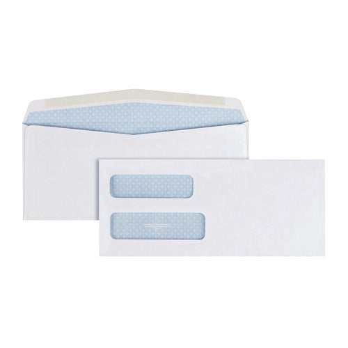 Image of Quality Park Double Window Security-Tinted Check Envelope, #10, Commercial Flap, Gummed Closure, 4.13 X 9.5, White, 500/box