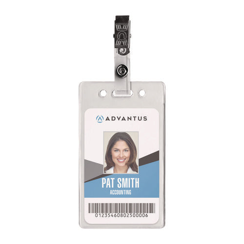 Image of Advantus Badge Straps With Clips, 0.38" X 2.75", Clear, 100/box