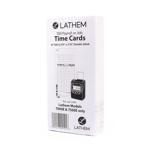 Image of Lathem® Time Time Clock Cards For Lathem Time 7000e, Two Sides, 3.5 X 7.25, 100/pack
