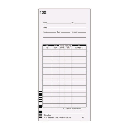 Image of Lathem® Time Time Clock Cards For Lathem Time 7000e, Two Sides, 3.5 X 7.25, 100/pack