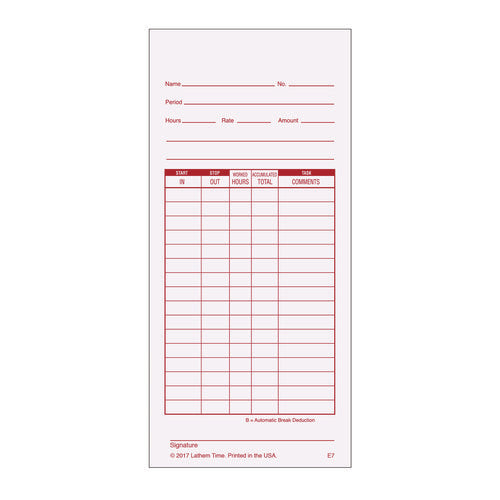 Image of Lathem® Time Time Clock Cards For Lathem Time 7000e, Two Sides, 3.5 X 7.25, 100/pack