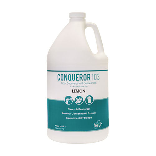 Image of Fresh Products Conqueror 103 Odor Counteractant Concentrate, Lemon, 1 Gal Bottle, 4/carton