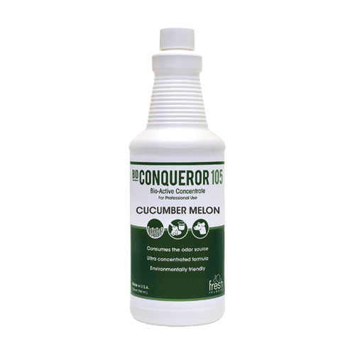 Image of Fresh Products Bio Conqueror 105 Enzymatic Odor Counteractant Concentrate, Cucumber-Melon, 1 qt Bottle, 12/Carton