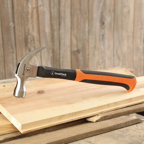 Image of Great Neck® 16 oz Claw Hammer with High-Visibility Orange Fiberglass Handle