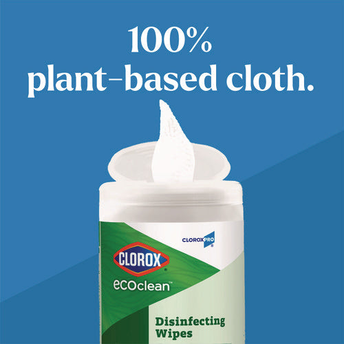 Image of Clorox® CloroxPro EcoClean Disinfecting Wipes, 1-Ply, 8 x 7, Unscented, White, 75 Count, 6/Carton