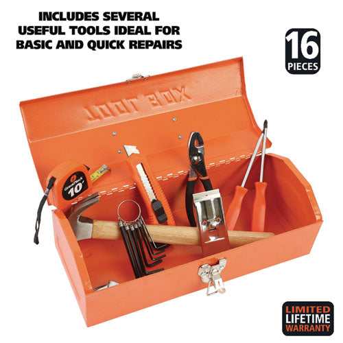 Image of Great Neck® 16-Piece Light-Duty Office Tool Kit, Metal Box, Red