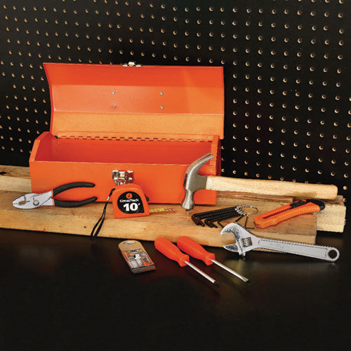 Image of Great Neck® 16-Piece Light-Duty Office Tool Kit, Metal Box, Red