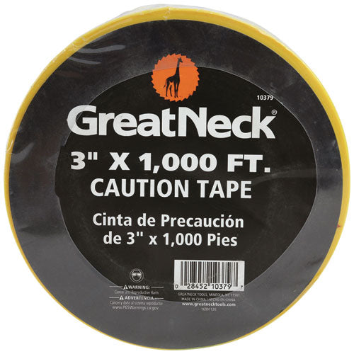 Image of Great Neck® Caution Safety Tape, Non-Adhesive, 3" X 1,000 Ft, Yellow