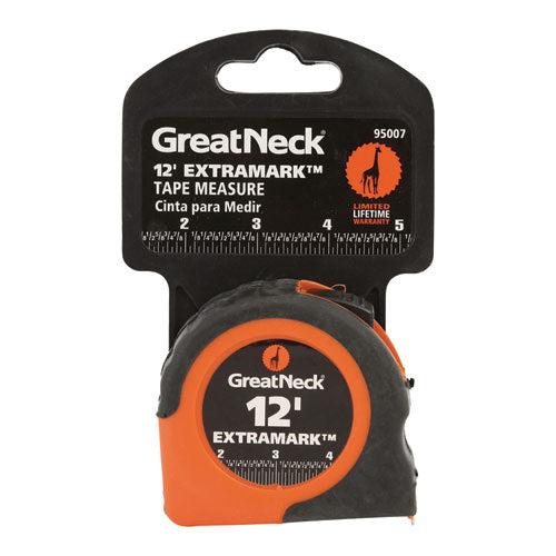 Image of Great Neck® ExtraMark Power Tape, 0.63" x 12 ft, Steel, Yellow/Black