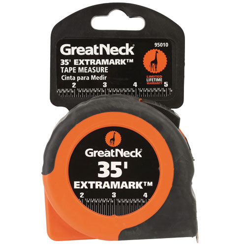 Image of Great Neck® ExtraMark Tape Measure, 1" x 35 ft, Steel, Orange/Black