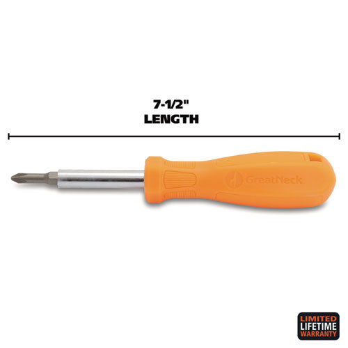 Image of Great Neck® 4 In-1 Screwdriver W/interchangeable Phillips/standard Bits, Assorted Colors