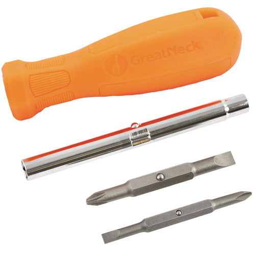 Image of Great Neck® 4 In-1 Screwdriver W/interchangeable Phillips/standard Bits, Assorted Colors