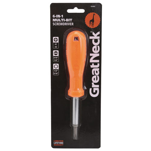 Image of Great Neck® 4 In-1 Screwdriver W/interchangeable Phillips/standard Bits, Assorted Colors