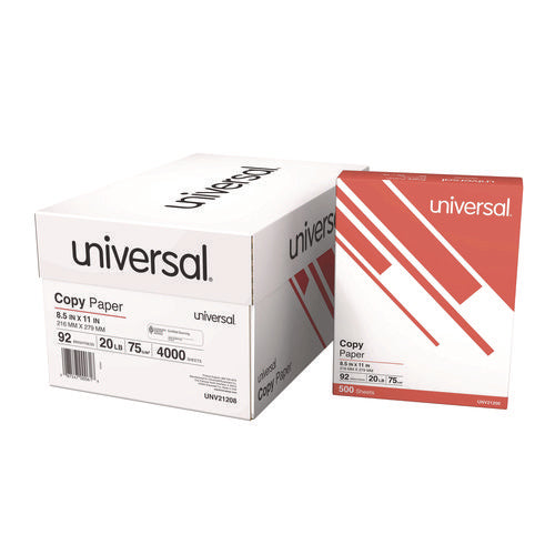 Image of Universal® Copy Paper Convenience Carton, 92 Bright, 20 lb Bond Weight, 8.5 x 11, White, 500 Sheets/Ream, 8 Reams/Carton