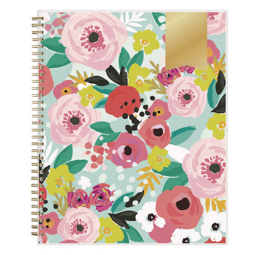 Image of Blue Sky® Day Designer Secret Garden Mint Frosted Weekly/Monthly Planner, Floral Artwork, 11 x 8.5, 12-Month (Jan to Dec): 2025